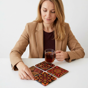 Sous-verres et tapis en bois peints à la main sur mesure – Style vintage pour la décoration de table, faits à la main - Product Image 1