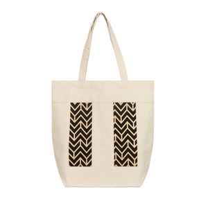Jute Tote <b>Bag</b> <b>Medium</b> <b>Size</b> Geometric Pattern Zipper Closure PP Webbing Handle Eco-Friendly Fashion Style Daily Shopping <b>Bag</b> - Product Image 1
