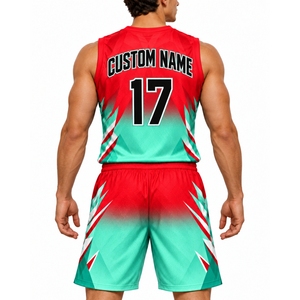 Conjunto de Uniforme de Baloncesto Sublimado Personalizado para Hombre, Diseño Personalizado, Camiseta sin Mangas con Cuello en V, Pantalones Cortos Sublimados, Número de Equipo Personalizado - Product Image 2