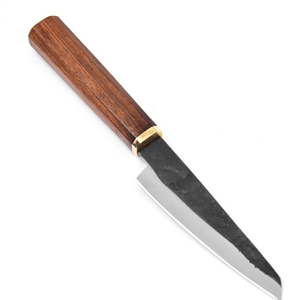 Couteaux de cuisine Damas haut de gamme avec manche ergonomique en bois, lame en acier à motifs et étui en cuir pour la cuisine professionnelle - Product Image 5