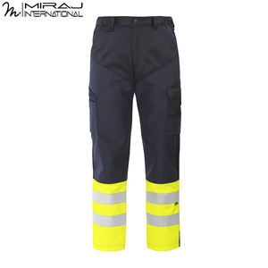 Pantalones de seguridad de alta visibilidad de dos tonos para hombre, pantalones de trabajo con cinta reflectante para construcción e ingeniería - Product Image 4