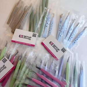 Ensemble de pinces professionnelles pour extensions de cils, haute précision, en acier inoxydable, antistatiques, antimagnétiques, pinces pour volume - Product Image 1