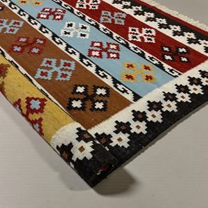 Tapis artisanal en laine écologique à poils ras, motif abstrait, multicolore, pour salon et décoration intérieure - Product Image 5