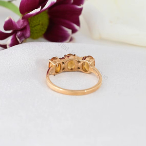 Natural <b>Citrine</b> Diamond Three Stone Wedding <b>Ring</b> 925 Sterling Silver 14K Solid Gold Luxury Rhodium Plated Fine Jewelry OEM ODM - Product Image 4