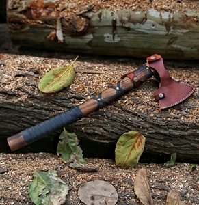 Hot Selling Viking Hatchet <b>Axe</b> Handmade Carbon Steel with Acid Etched Head Leather Wrapped Wood Handle Outdoor Survival Camping - Product Image 4