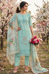 Premium Roman <b>Silk</b> Trendy Pakistani Style <b>kurta</b> Pant With Dupatta And Work Embroidered <b>Kurta</b> - Product Image 4