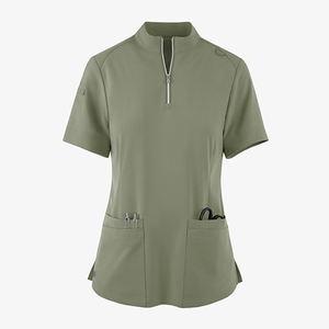 Blusa de Enfermería para Mujer, con Media Cremallera, Manga Corta, Tejido de Poliéster, Moda Verano, Blusa Sanitaria de Alta Calidad - Product Image 2