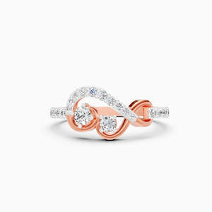 Anillo de Compromiso Clásico Romántico para Mujer en Oro Rosa de 18K con Diamantes Naturales de Corte Brillante Redondo y Banda Trenzada - Product Image 2