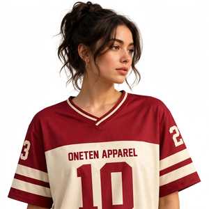 Camiseta de Cuello en V para Mujer ONETEN APPAREL, de Poliéster Sólido, Corte Regular, Informal, Manga Corta, Impermeable - Product Image 6
