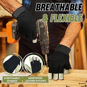 Gants d'hiver unisexes en cuir de chèvre imperméables, anti-UV, antidérapants, à doigts entiers, pour la sécurité industrielle et la conduite automobile - Product Image 6