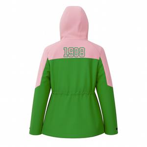 Veste zippée à capuche pour femme, couleur contrastée, légère, décontractée, avec logo personnalisé, vente en gros de vestes pour femmes - Product Image 2