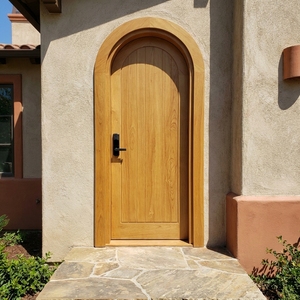 Porte intérieure traditionnelle en bois massif cintrée, finition décorative, battante manuelle, pour entrée - Product Image 4