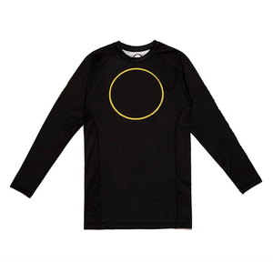 Chemise de compression à manches longues noire pour homme avec imprimé circulaire, séchage rapide, coupe ajustée, vêtements d'arts martiaux - Product Image 4