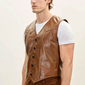 Chaleco de Cuero Casual para Hombre, para Aventuras al Aire Libre de Verano, Construcción Ligera y Duradera, Diseño Transpirable, Prenda Exterior Corta - Product Image 5