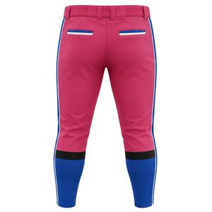 Pantalon de baseball rose avec bordure marine, longueur intégrale, uniforme d'équipe, vêtements de sport légers, entraînement, match, pratique, équipement de joueur - Product Image 2