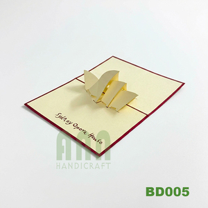Custom <b>Handmade</b> 3D Pop Sydney Opera House Card High Quality <b>Paper</b> Kraft Handicraft UV Stylish Japandi Style Letterpress Printed - Product Image 2
