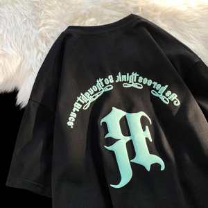 Vente en gros de T-shirts pour hommes de créateur, personnalisés, style streetwear, formels, en coton tricoté uni, à épaules tombantes, coupe oversize, avec motif 3D - Product Image 6