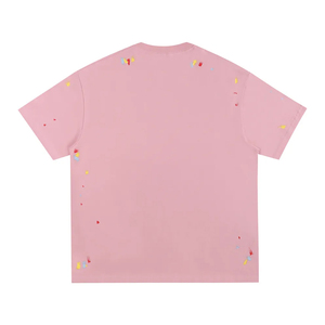 Camiseta Oversize Rosa Tie-Dye para Hombre, Cuello Redondo, Manga Corta, Casual, Tejida, Largo Regular - Product Image 3