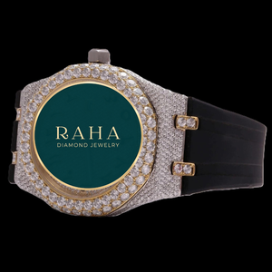 Reloj de Cuarzo Moissanite de Lujo RAHA, Caja de 40 mm, Cristal de Zafiro Analógico, Correa de Acero Inoxidable, Cierre de Pulsera con Números Romanos, Unisex - Product Image 4