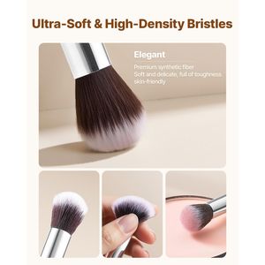 Set di 15 Pennelli Vegani per il Trucco # # # #   Pennelli piatti per sfumature # # # #   Setole Sintetiche Morbide # # # #   Ergonomico - Product Image 3