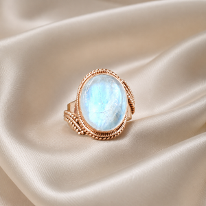 Top Quality Rainbow Moonstone <b>Statement</b> <b>Ring</b> 925 Sterling Silver Rose Gold Yellow Gold Plated Handmade Oval Gemstone Jewelry men - Product Image 3