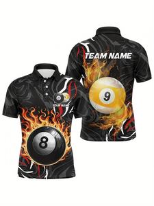 Camiseta Polo Personalizada con Estampado de Billar, Camiseta de Golf Novedosa con Nombre, Número y Logotipo Impresos, Top Deportivo Informal para Hombre - Product Image 2