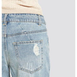 ELEGANT CORPORATION Jean décontracté pour femme, taille mi-haute, coupe droite, déchiré et vieilli, respirant, écologique, longueur intégrale, grandes tailles - Product Image 6