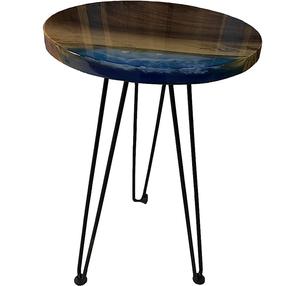 Mesa de Centro Moderna Redonda de Madera y Resina Epoxi, Hecha a Mano, Ecológica, para Sala de Estar, Sofá, Hoteles y Uso en Exteriores - Product Image 1
