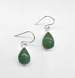 Pendientes Artesanales de Aventurina Verde, Plata de Ley 925, con Forma de Lágrima, Joyería con Gancho de Pescado, Proveedor de Joyería - Product Image 2