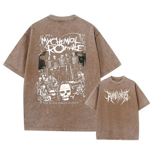 Men's Punk Emo Rock Acid Wash 100% Cotton Oversized <b>Gothic</b> <b>T</b>-<b>Shirt</b> Regular Sleeve Unisex Trend - Product Image 3