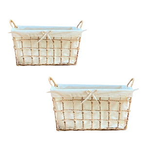 Panier de rangement de haute qualité en jacinthe d'eau naturelle, jonc de mer, rotin et bambou, avec cadre et doublure en coton lavable, fournisseur OEM - Product Image 1