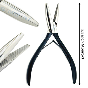 Alicates Profesionales de 5.5 Pulgadas con Boca Plana y Dientes Internos para Extensiones de Cabello – Herramienta de Acero Inoxidable para Micro Anillos y Nano Beads - Product Image 1