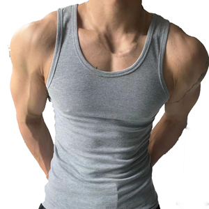 Rib Tank Top High Quality Custom Muscle Fitted Cotton Ribbed Tank Top <b>Men</b> Gym Workout Streetwear Sleeveless T-Shirt Custom - Product Image 2