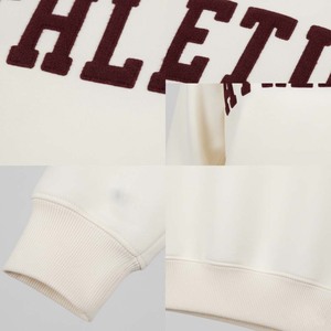 Sudadera de invierno beige de chenilla con estampado de parches, estilo universitario, para mujer, extragrande, de algodón grueso, forro polar, lisa, de alta calidad - Product Image 5