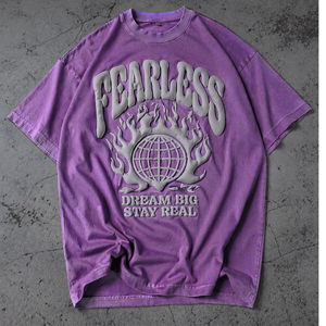 Camiseta Oversize de Alta Calidad con Hombros Caídos y Estampado Puff, 100% Algodón Pesado, Estilo Streetwear Lavado - Product Image 2