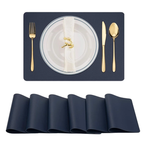 Napperons rectangulaires en silicone antidérapants bleu marine pour ensemble de salle à manger - Product Image 1