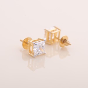 Pendientes de Diamantes con Corte Princesa Cultivados en Laboratorio, Certificados por IGI, Oro Amarillo/Blanco/Rosa de 9 Quilates, Pendientes Solitarios Clásicos - Product Image 3
