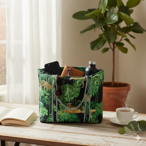 Reusable Animal Print Quilted Cotton <b>Medium</b> Tote <b>Bag</b> Long Handle Lightweight Daily Use Shopping <b>Bag</b> For Women - Product Image 1