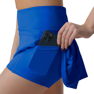Jupes de sport pour femmes personnalisables, écologiques, à séchage rapide, respirantes, avec poche, en polyester/spandex, fermeture éclair au dos, jupes de tennis athlétiques - Product Image 1