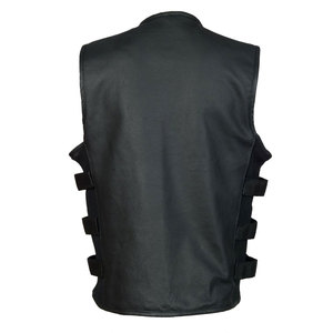 Gilet de motard en cuir lourd pour homme, veste sans manches en cuir véritable pour la moto, vêtements de club moto, vente en gros - Product Image 3