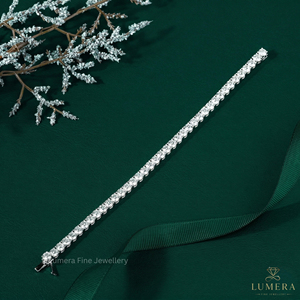 Bracelet tennis de luxe en or massif 9K 10K 14K 18K avec diamants de laboratoire taille émeraude, bijoux de mariage pour femme - Product Image 2