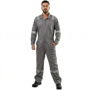 <b>Men's</b> Work Coverall Reflective Tape Mechanic <b>Jumpsuit</b> Durable Industrial Workwear - Product Image 3