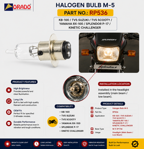 Bombilla halógena M5 KB 100 para TVS Suzuki Scooty Yamaha RX 100 Splendor P17, calidad de exportación para repuestos de motocicletas en India, Orado. - Product Image 3