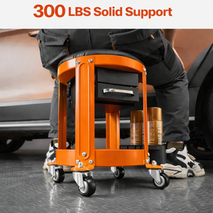 300lb Rolling Mechanic Seat with Tool Storage Drawers, Garage <b>Workshop</b> <b>Stool</b> with Wheels Padded Seat Waterproof Steel GAPGAR028 - Product Image 2