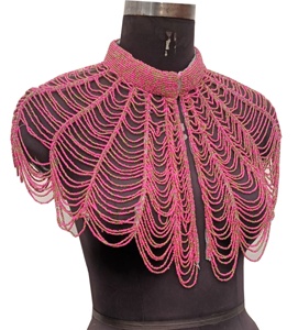 Hottest New Designer Vintage Short Women's Party Club Handmade <b>Sequins</b> Beaded designer fringe Cape <b>Top</b> beautifully made - Product Image 2