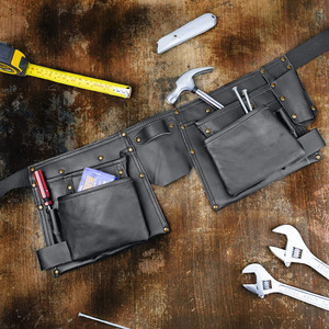 Cinturón de herramientas de cuero hecho a mano con bolsillos espaciosos, soportes seguros para herramientas, costuras de primera calidad y cintura ajustable en venta. - Product Image 6