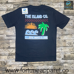 เสื้อยืดคอโอ แขนสั้น ลายทาง ผู้ชาย ยี่ห้อ Fortune Apparel ผ้าฝ้าย ทรงปกติ สวมใส่สบาย ระบายอากาศได้ดี พิมพ์ลายดิจิตอลด้านหน้า น้ำหนัก 320 กรัม - Product Image 2