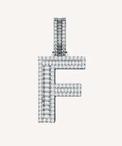F <b>Letter</b> Pendant <b>Charm</b> Silver Plated 925 Sterling Silver Iced Out Pendant for Women Men Use Available for Wholesale Purchase - Product Image 1