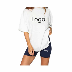 Ensemble de survêtement personnalisé pour femme, t-shirt oversize multicolore avec logo imprimé, short, tenue d'été deux pièces, tenue de sport, tenue de gym - Product Image 3