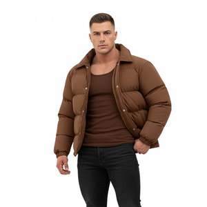 Veste matelassée marron surdimensionnée pour homme, chaude pour l'hiver, avec fermeture à boutons-pression, épaisse et matelassée, style streetwear décontracté - Product Image 4